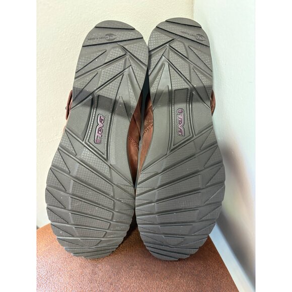 TEVA DELAVINA LEATHER BROWN WOMENS SLIP ON BUCKLE MULE CLOG SHOES SIZE 7.5 - Picture 9 of 11